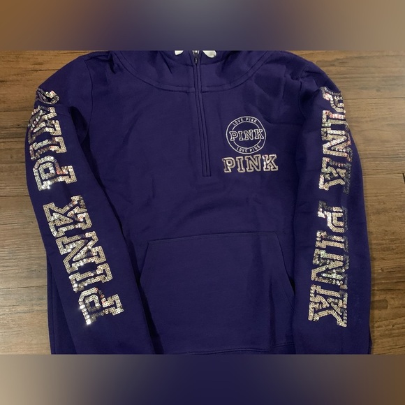 PINK VS PURPLE BLING HOODIE NEW LARGE - Picture 2 of 6